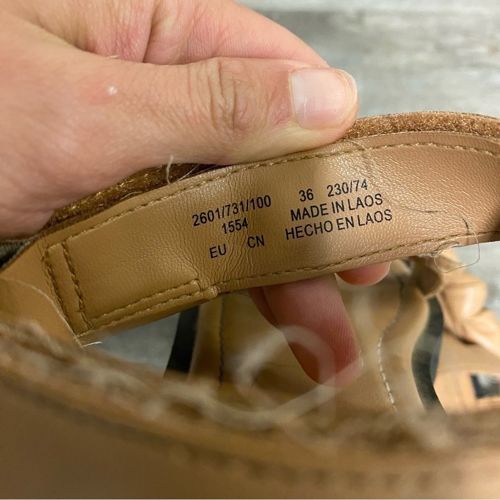 Zara |  Womens Tan Strapped Bow Sandals Size 36 - Picture 5 of 11